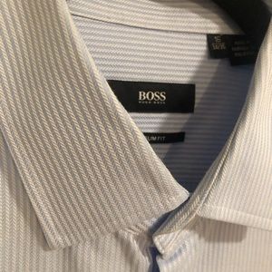 Hugo Boss Blue Striped Dress Shirt - Size 16